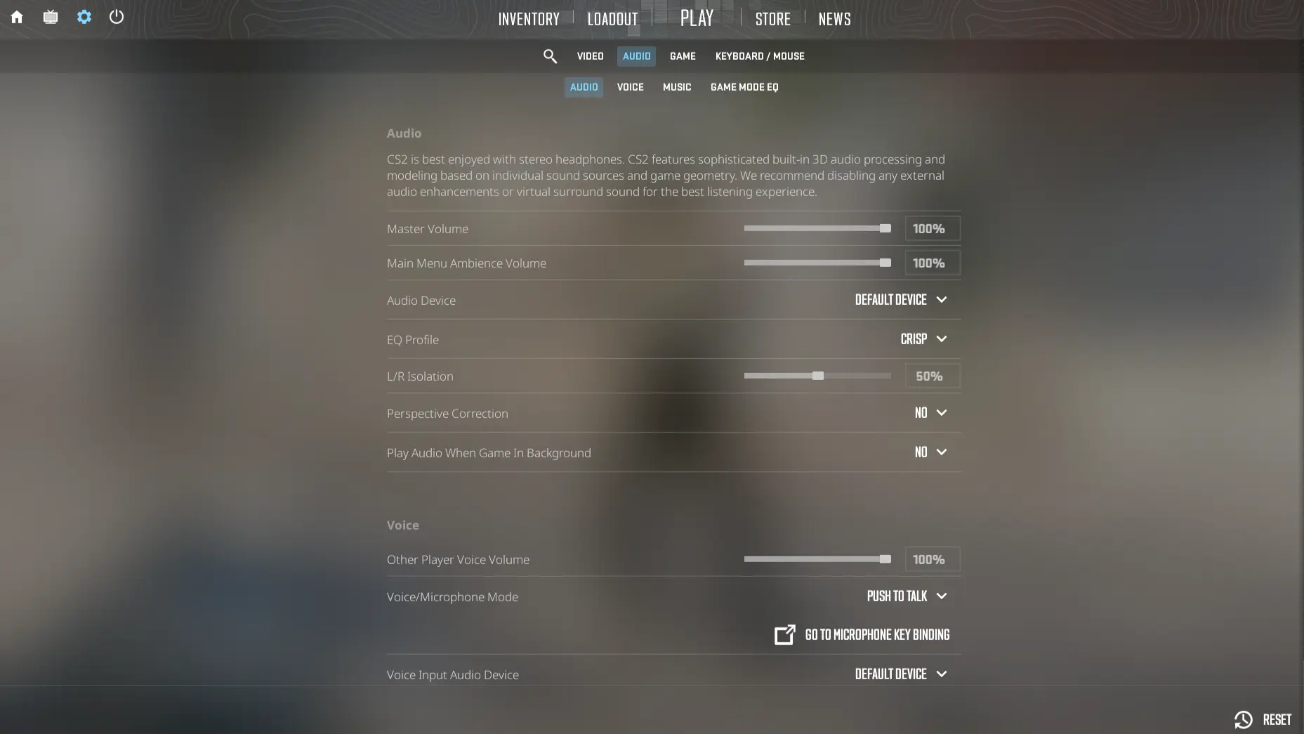 تنظیمات صدا در بازی cs2 CS2 Audio Settings